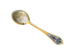 Серебряная ложка десертная Знак зодиака «Овен» с золочением